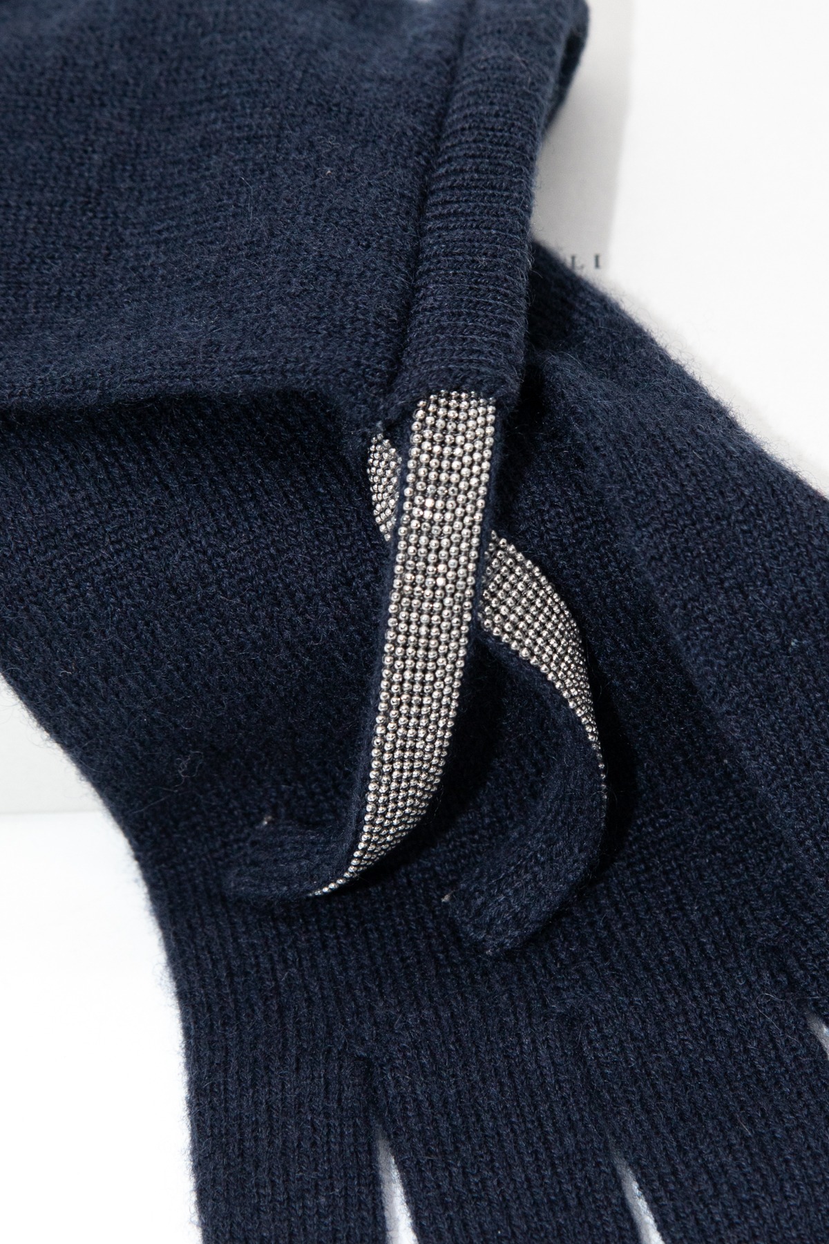 Brunello Cucinelli Handschuhe in Dunkelblau und Silber