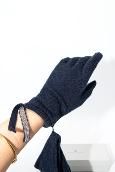 Brunello Cucinelli Handschuhe in Dunkelblau und Silber