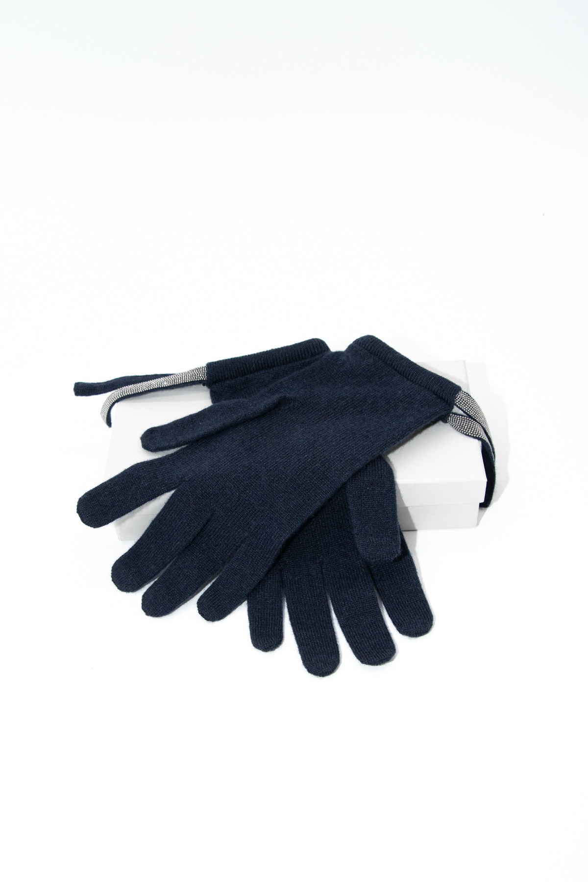 Brunello Cucinelli Handschuhe in Dunkelblau und Silber
