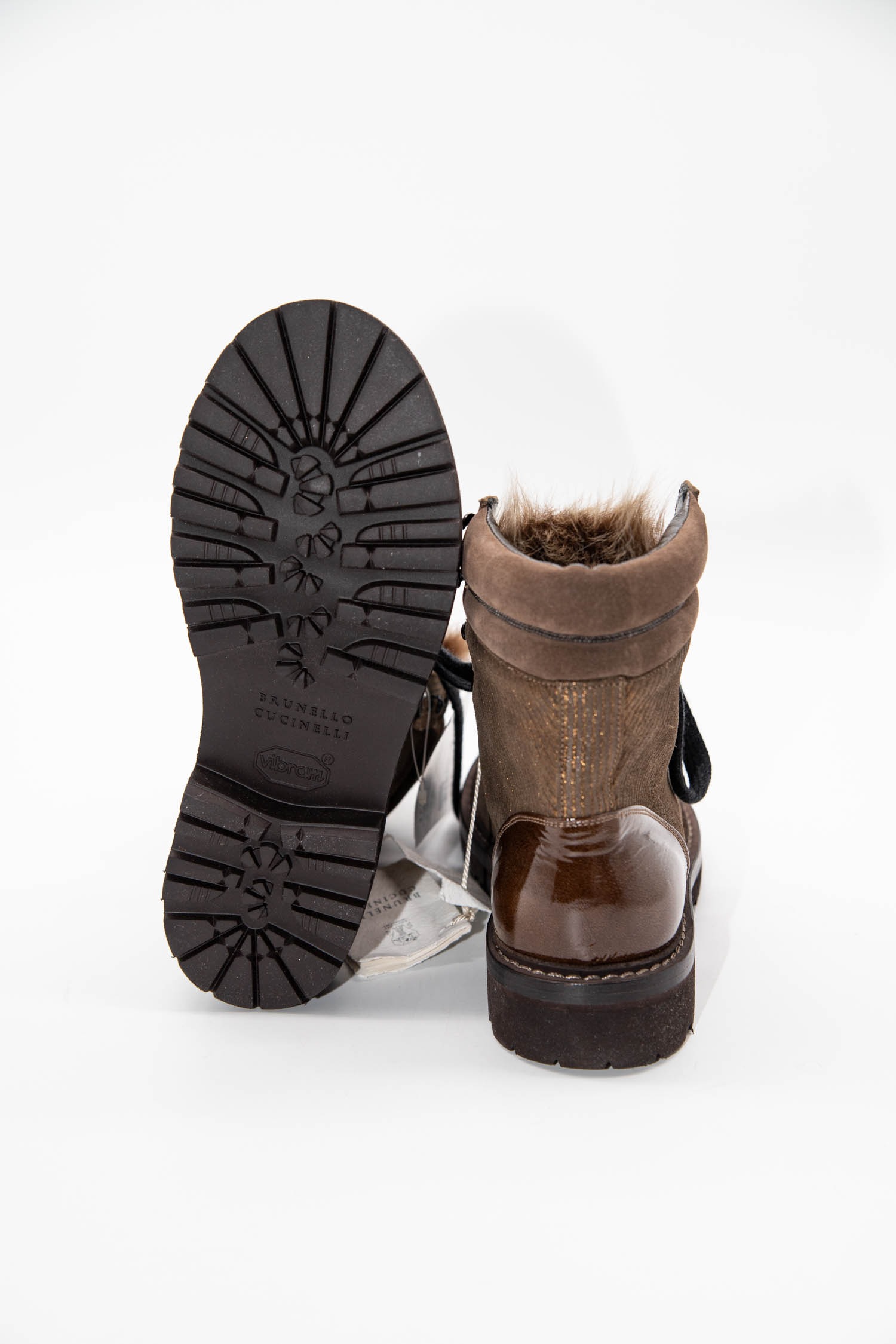 Brunello Cucinelli Wanderschuhe zum Schnüren in Braun und Gold