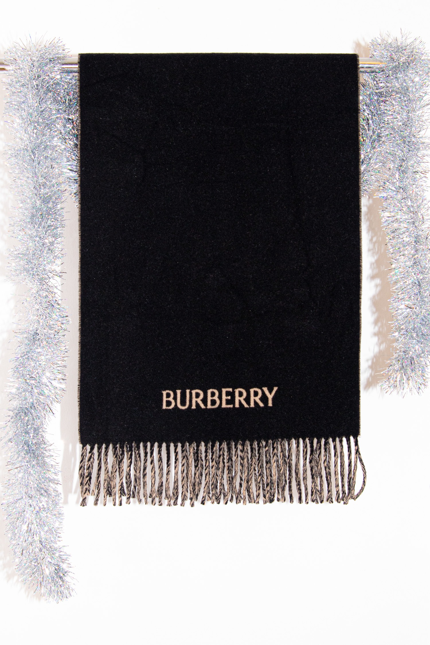 Burberry Schal mit Prorsum-Ritter und Fransen in Braun und Schwarz