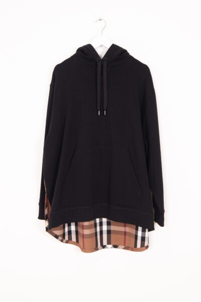 Burberry Hoodie mit Karopanel in Schwarz