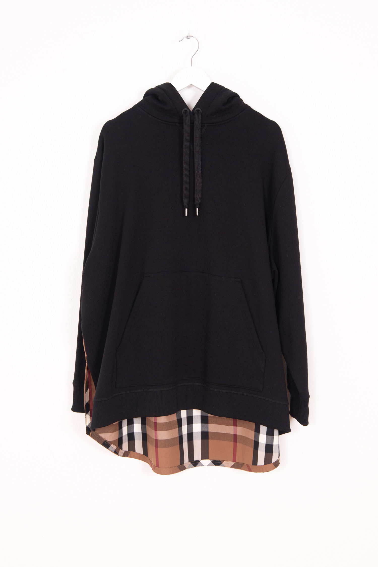 Burberry Hoodie mit Karopanel in Schwarz