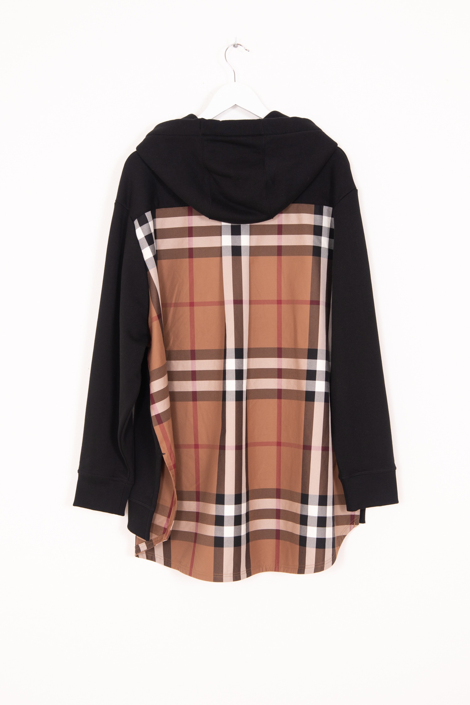 Burberry Hoodie mit Karopanel in Schwarz