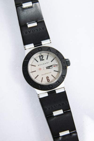 Bvlgari 'Diagono' Uhr mit schwarzem Armband