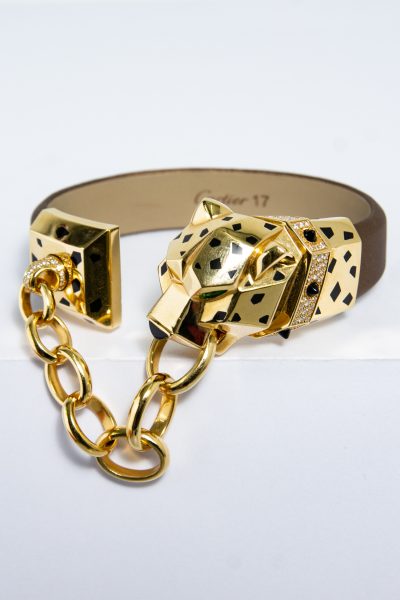 Cartier "Panthère Enchaine" Armband mit Tsavorit, Brillanten und Onyx