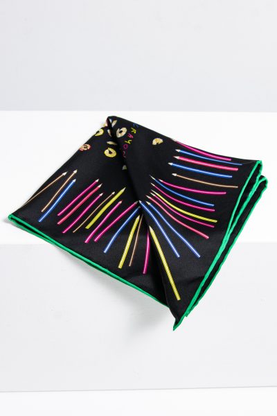 Hermès "A Vos Crayons!" Einstecktuch in schwarz