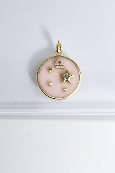 Helena Rose Sternzeichen Kettenanhänger mit rosa Opal
