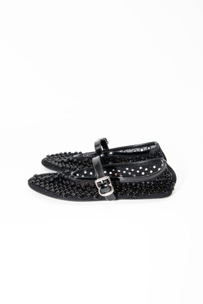 Alaïa Ballerinas mit Pyramidennieten in Schwarz
