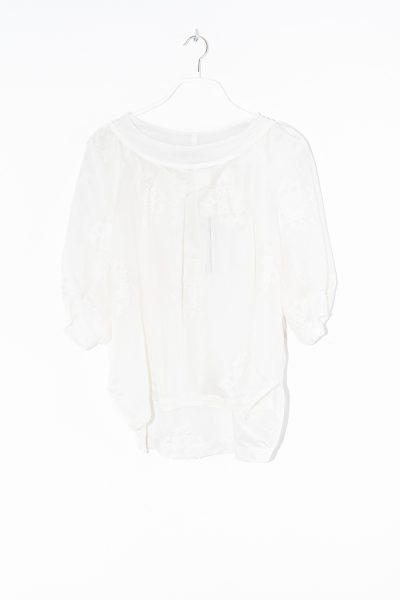 Beate Heymann transparente Bluse mit Stickereien in Ecru