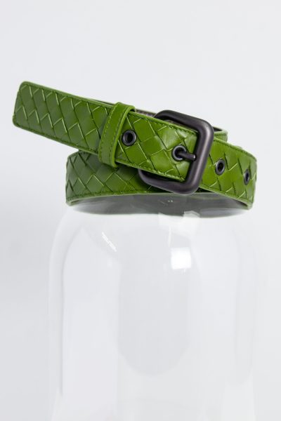 Bottega Veneta Gürtel aus grünem Leder mit Intrecciato-Muster