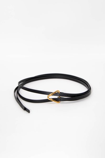 Bottega Veneta "Grasp Leather Double Strap" Gürtel in Schwarz