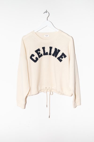 Celine Strickpullover mit Logo in Beige
