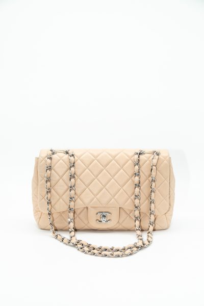 Chanel "Timeless Flap Bag“ in Beige und Silber