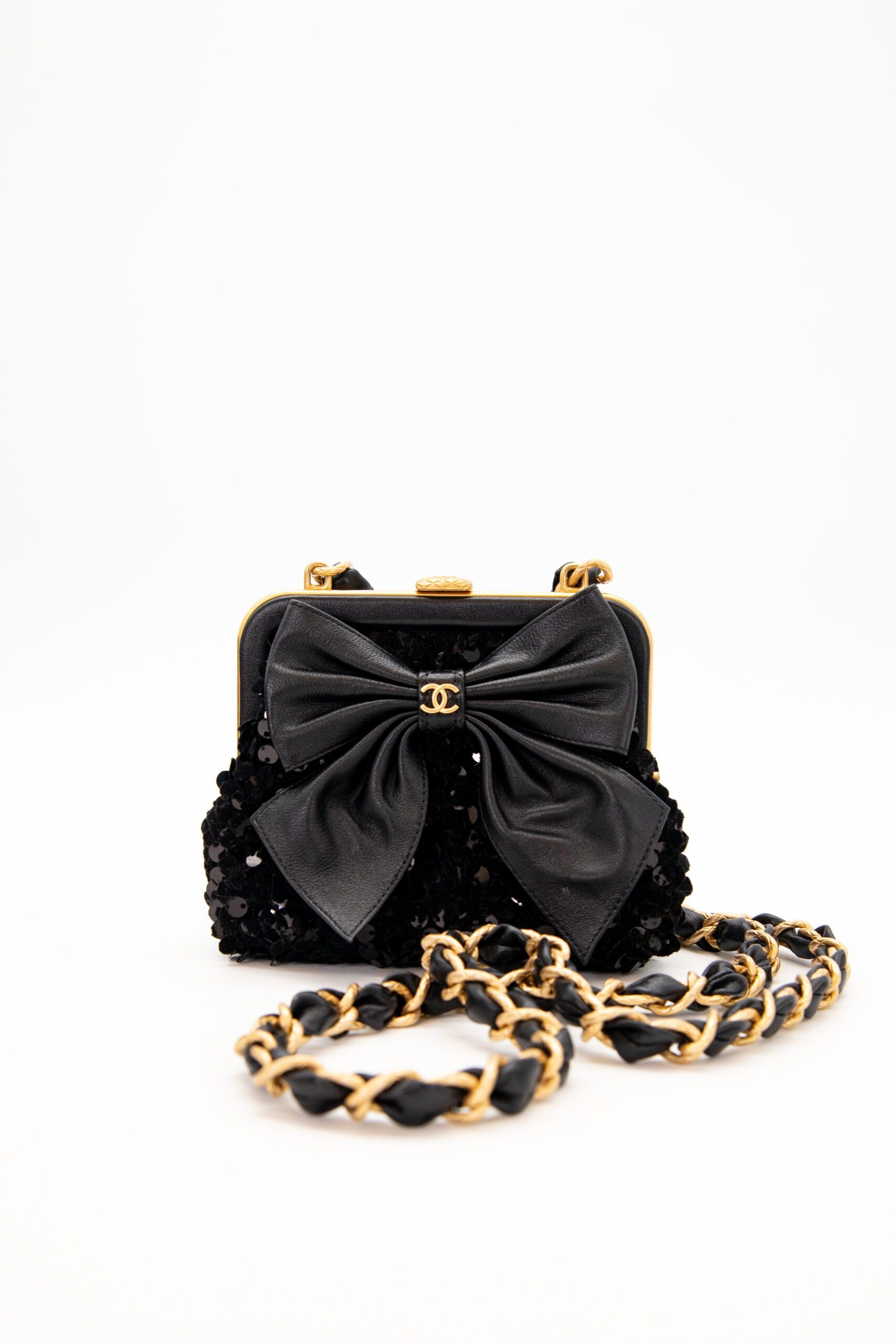 Chanel "Bow Frame Clutch" Umhängetasche mit Pailletten