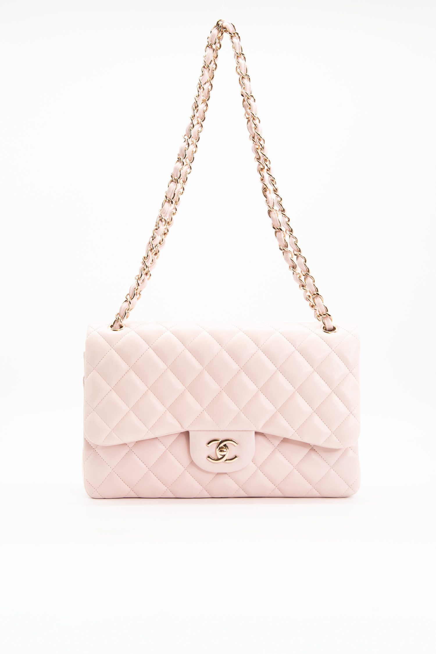 Chanel "Classic Jumbo Double Flap Bag" Hellrosa
