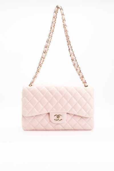 Chanel "Classic Jumbo Double Flap Bag" Hellrosa