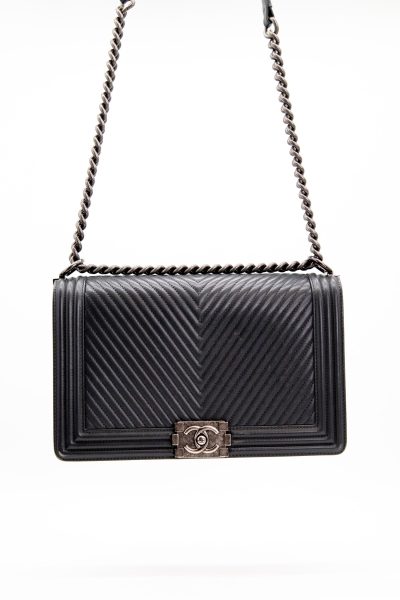 Chanel "Boy" Umhängetasche in Anthrazit