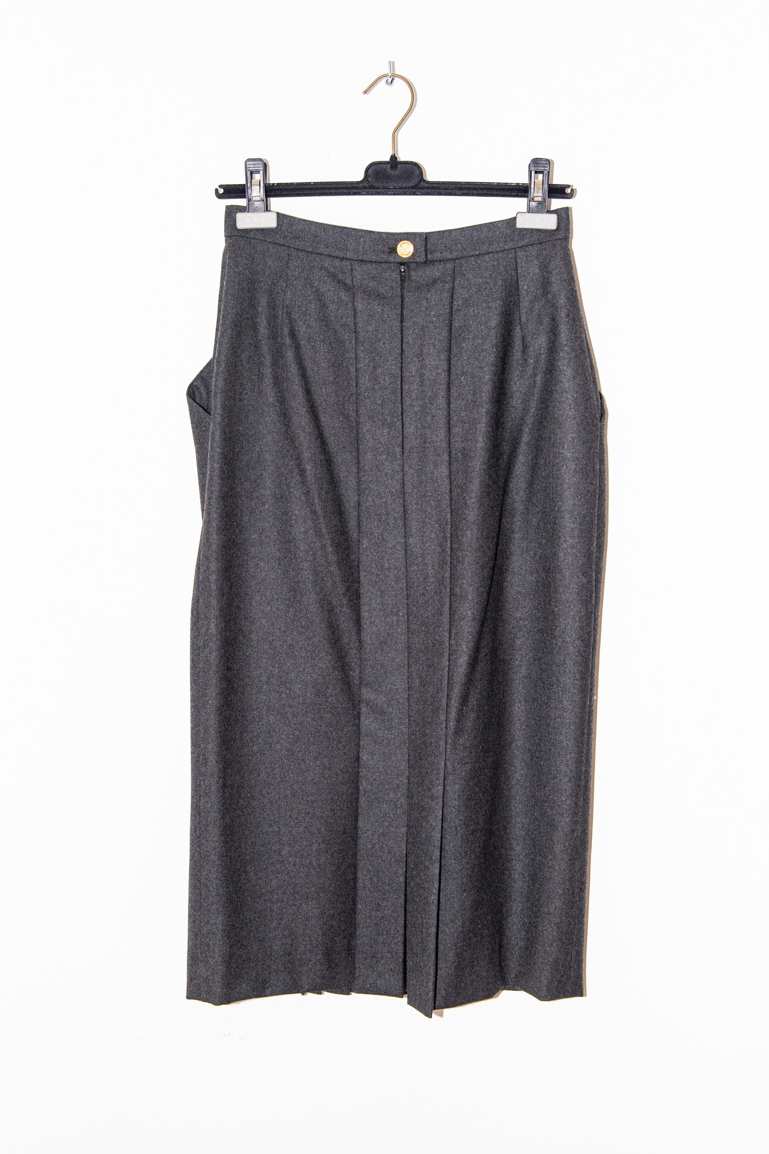 Chanel Vintage Midi-Rock mit Falten in Dunkelgrau