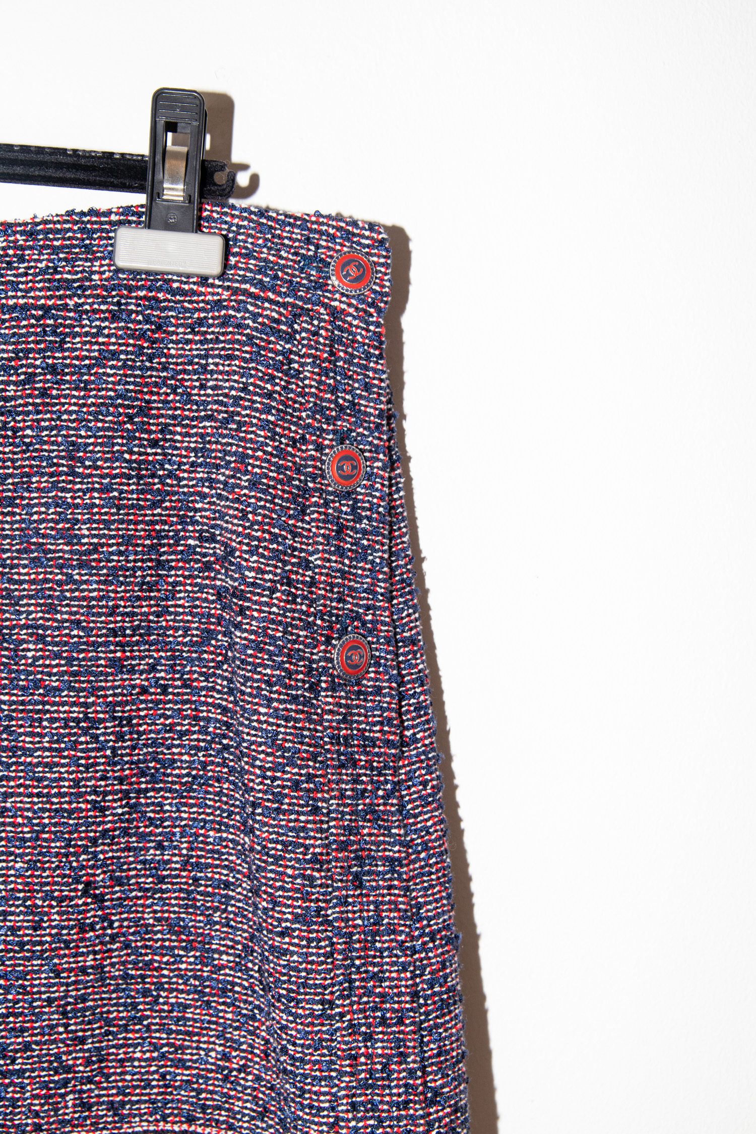 Chanel Bouclé-Rock in Blau und Rot