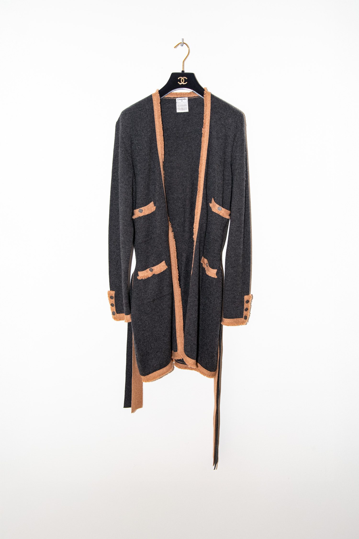 Chanel lange Strickjacke in Dunkelgrau