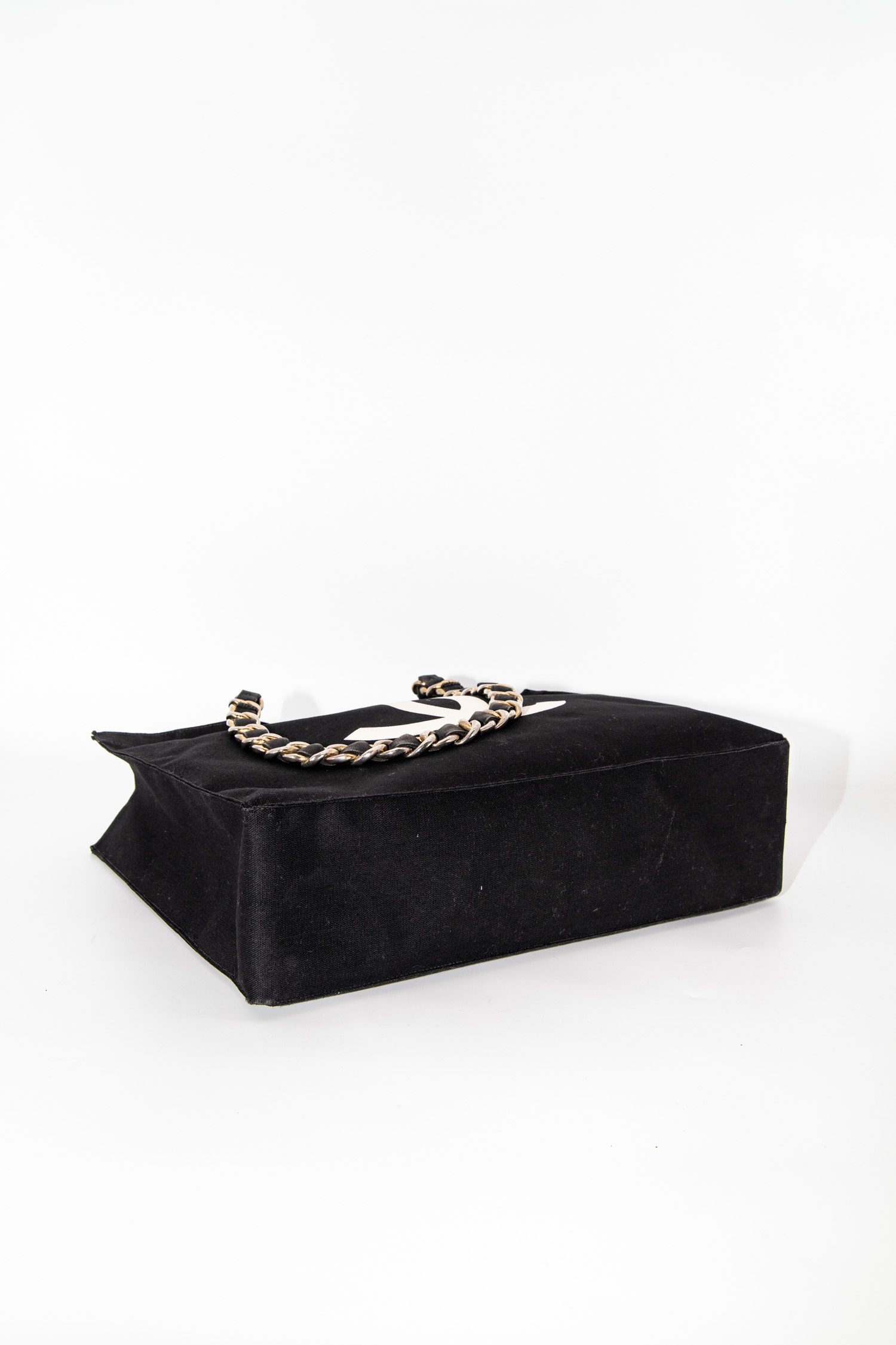 Chanel Vintage Shopper in Schwarz, Weiß und Gold