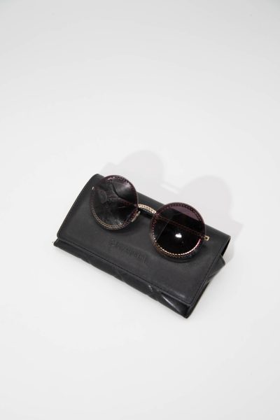 Chanel "4245" Sonnenbrille mit runden Gläsern in Schwarz