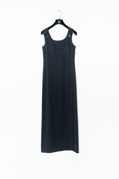 Chanel gerades Maxikleid mit Knöpfen in Schwarz