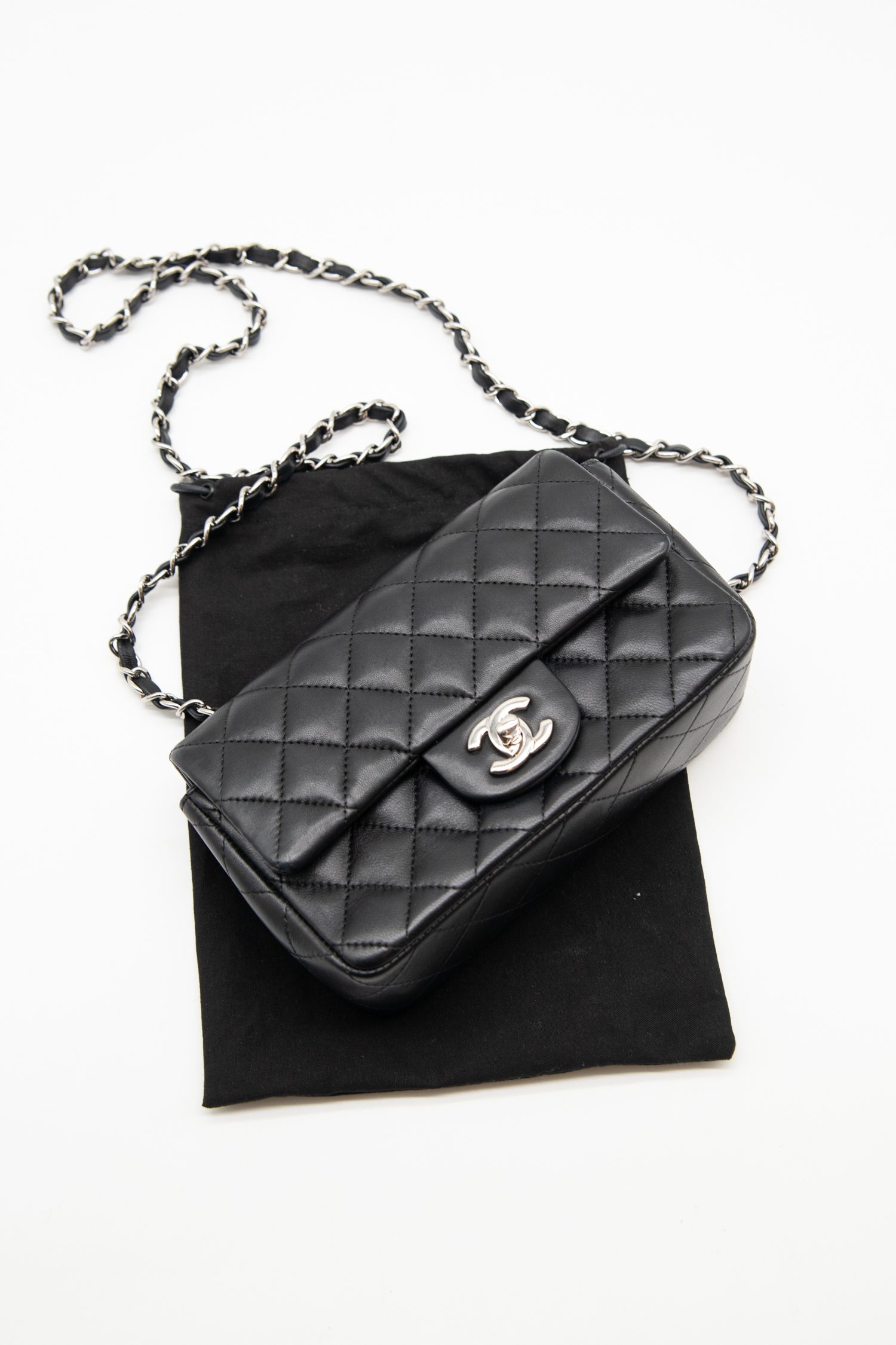 Chanel "Flap Bag 20" Schultertasche in Schwarz