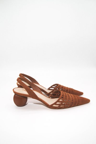 Cult Gaia geflochtene Slingback-Pumps in Hellbraun