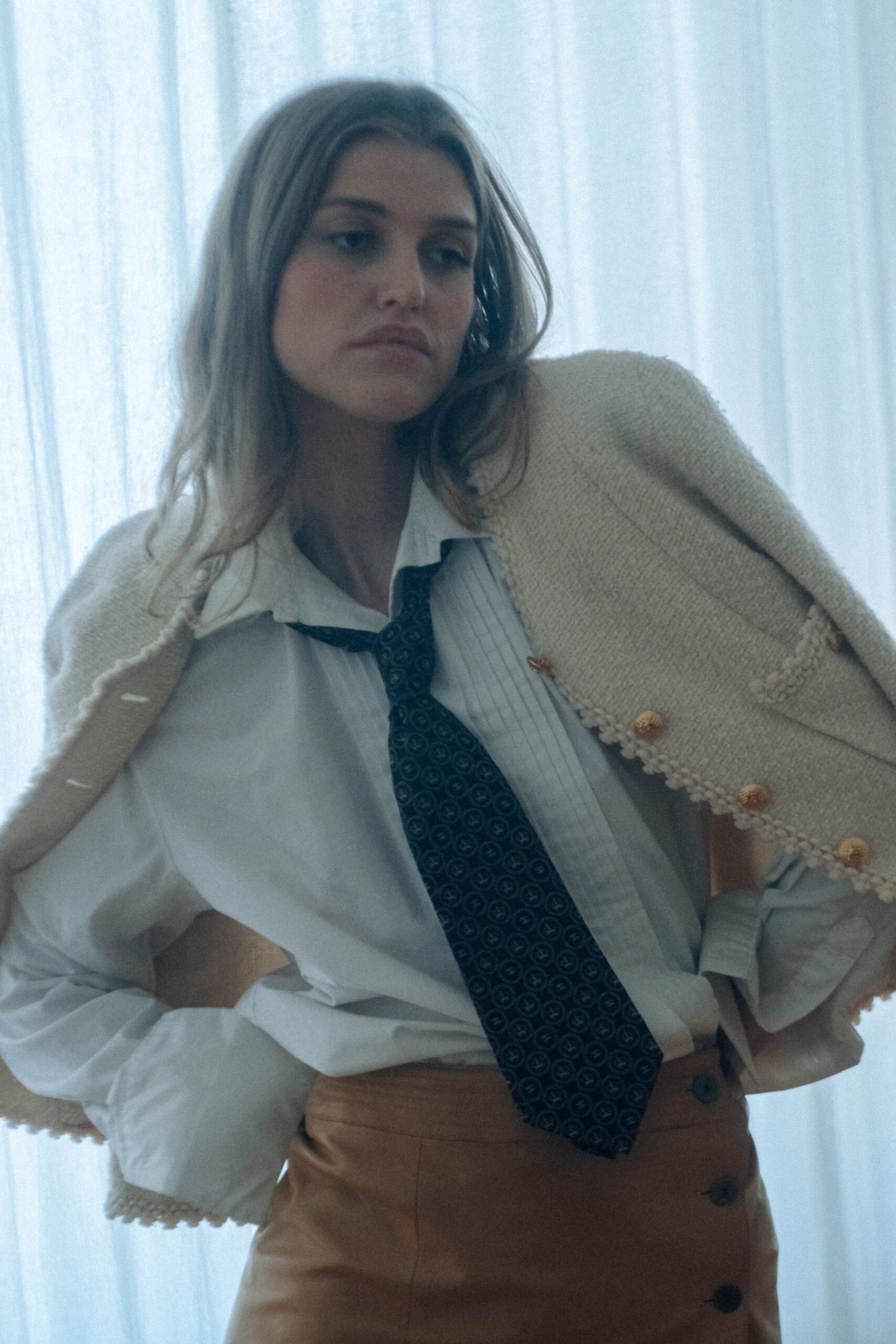 Chanel Vintage Bouclé-Jacke in Cremeweiß