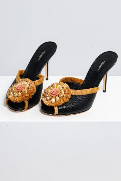 Dolce & Gabbana Raffia-Sandaletten in schwarz