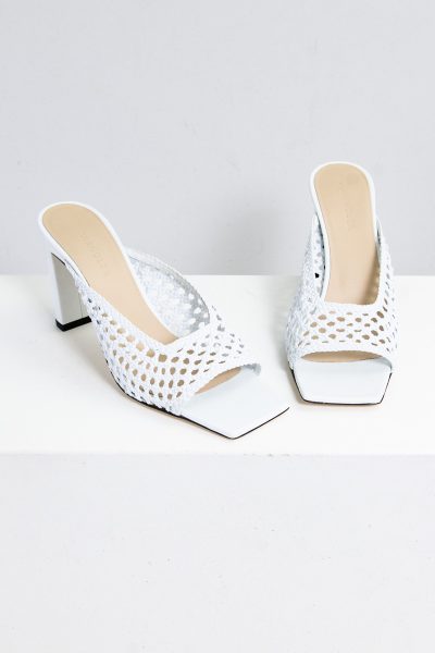 Wandler Leder-Sandaletten mit Flecht-Design in weiß