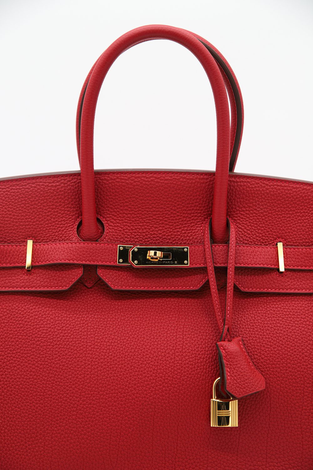 Hermès "Birkin" 35 Handtasche in Rot und Gold