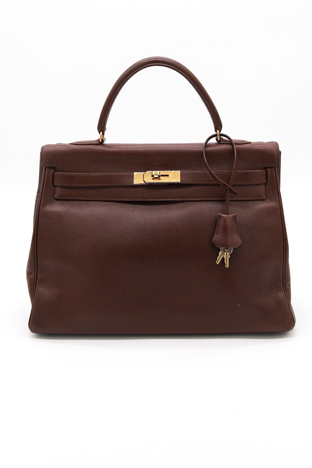 Thumbnail of http://Hermès%20Kelly%20Vintage%20Handtasche%20in%20Braun%20und%20Gold