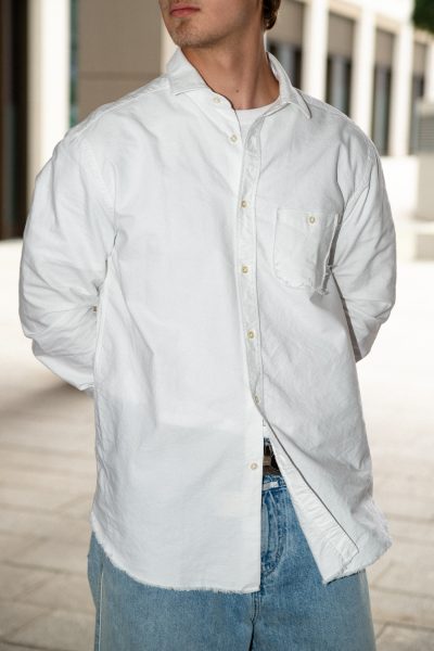 Deuxieme Shirt Hemd im Used-Look in Weiß