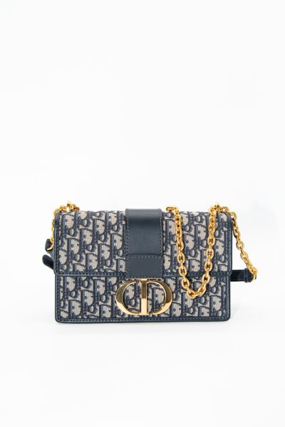 Dior "30 Montaigne" Tasche mit Kette in Blau
