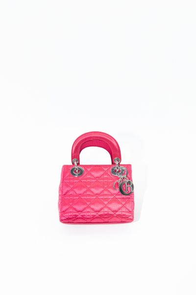 Dior "2011 Mini Satin Cannage Lady Dior" Handtasche in Pink