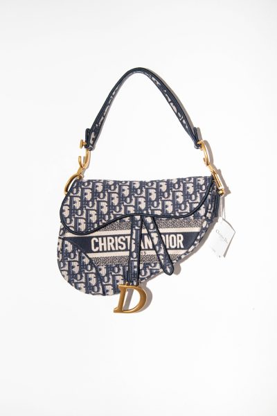 Dior "Saddle Bag Oblique" Schultertasche in Blau