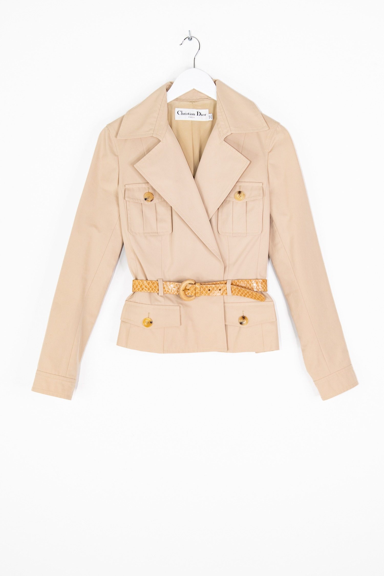 Thumbnail of http://Christian%20Dior%20Safarijacke%20mit%20Gürtel%20aus%20Baumwolle%20in%20Beige