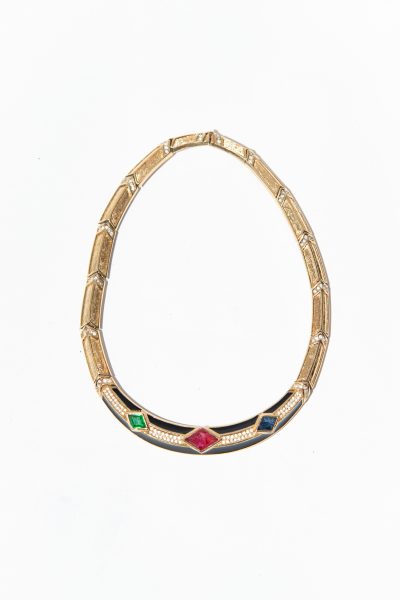 Dior Vintage Collier mit dreifarbigen Steinen in Gold