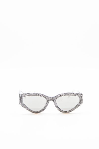 Christian Dior "CatStyleDior1S" Sonnenbrille mit Strass in Silber