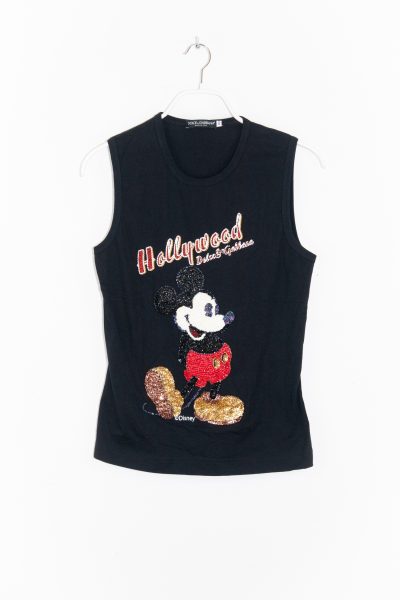 Dolce & Gabbana Top mit Micky Maus und Pailletten in Schwarz