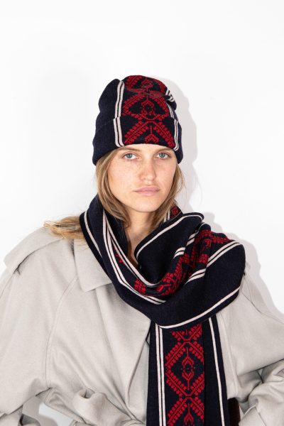 Dries van Noten Set aus Mütze und Schal mit grafischen Muster