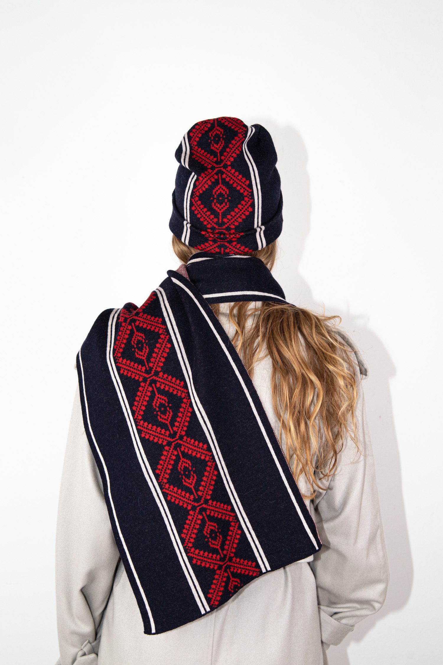 Dries van Noten Set aus Mütze und Schal mit grafischen Muster