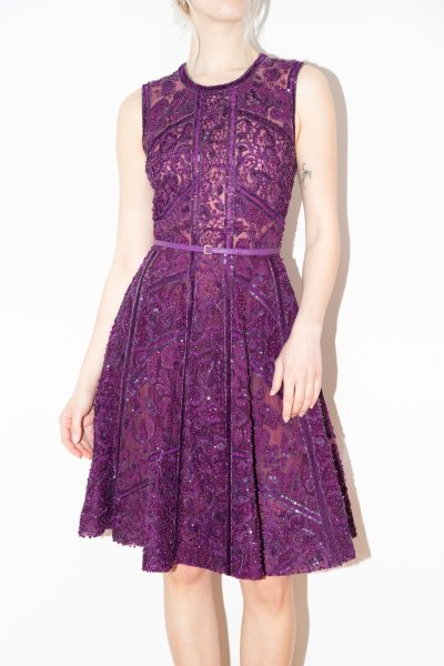 Elie Saab Midikleid mit Pailletten in Lila