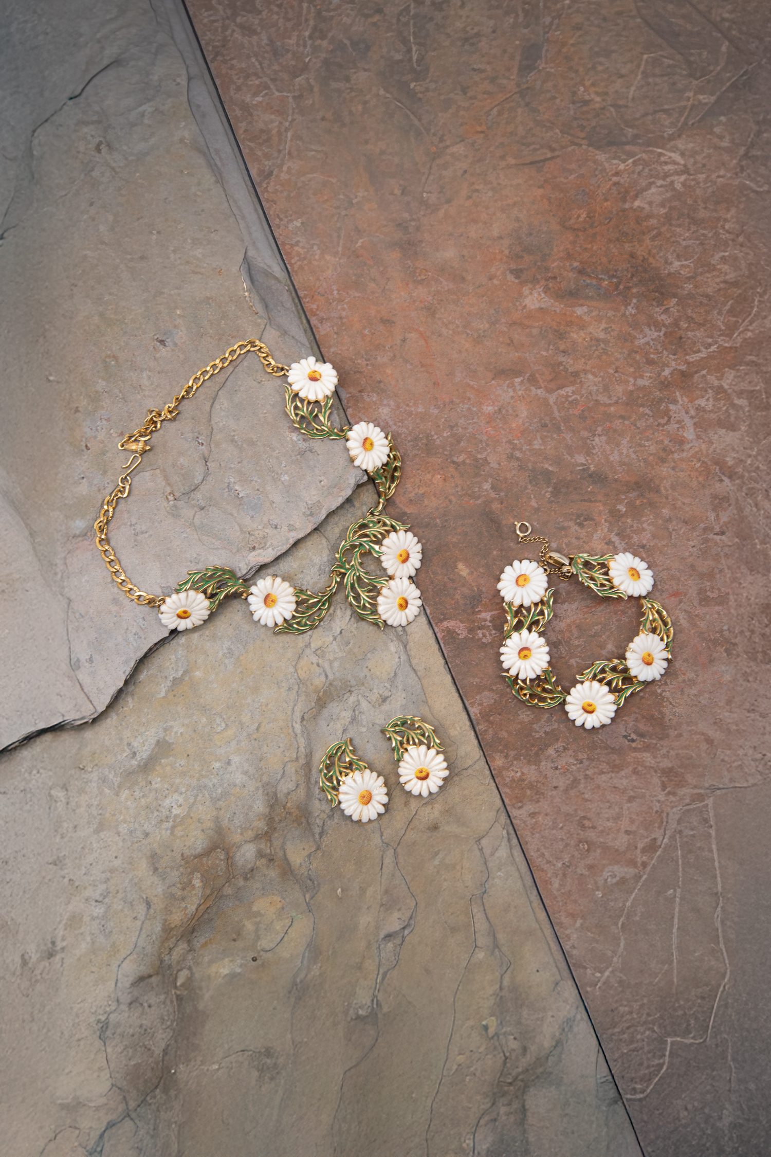 Elsa Schiaparelli Vintage Schmuck-Set mit Margeriten