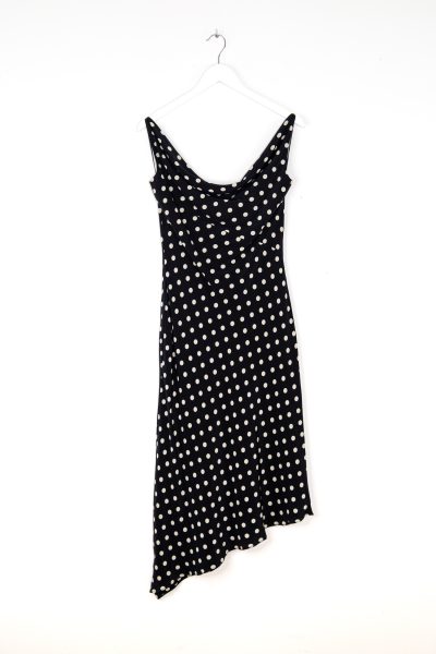 Escada Vintage Trägerkleid mit Punkten in Schwarz und Ecru
