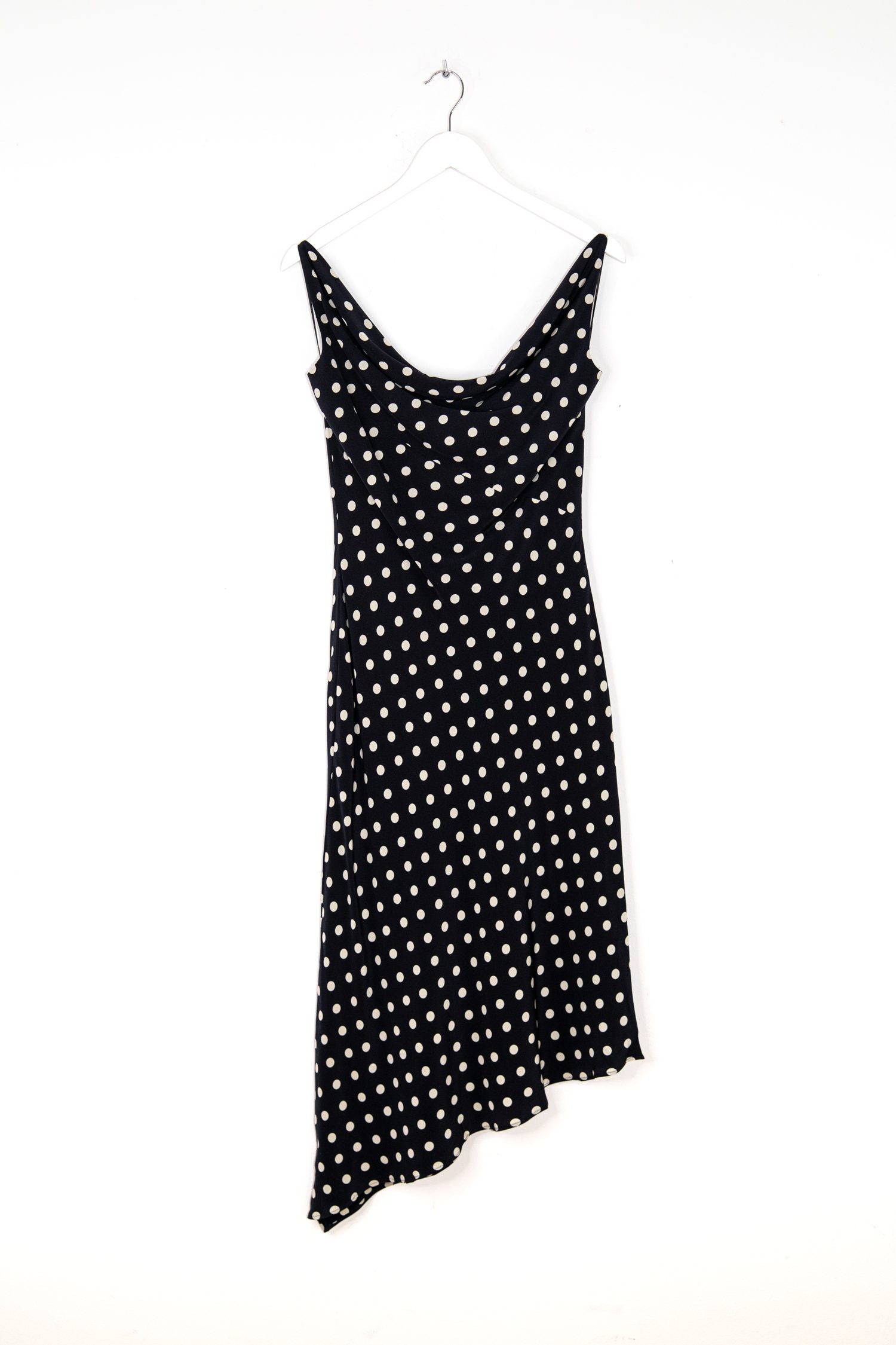 Escada Vintage Trägerkleid mit Punkten in Schwarz und Ecru