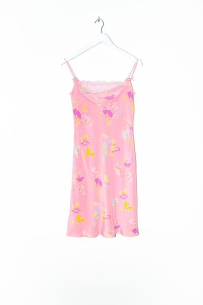 Escada Minikleid mit Blumenprint und Spitze in Rosa